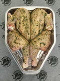 Spatchcock Chicken with a garlic and herb glaze