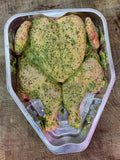 Spatchcock Chicken with a garlic and herb glaze